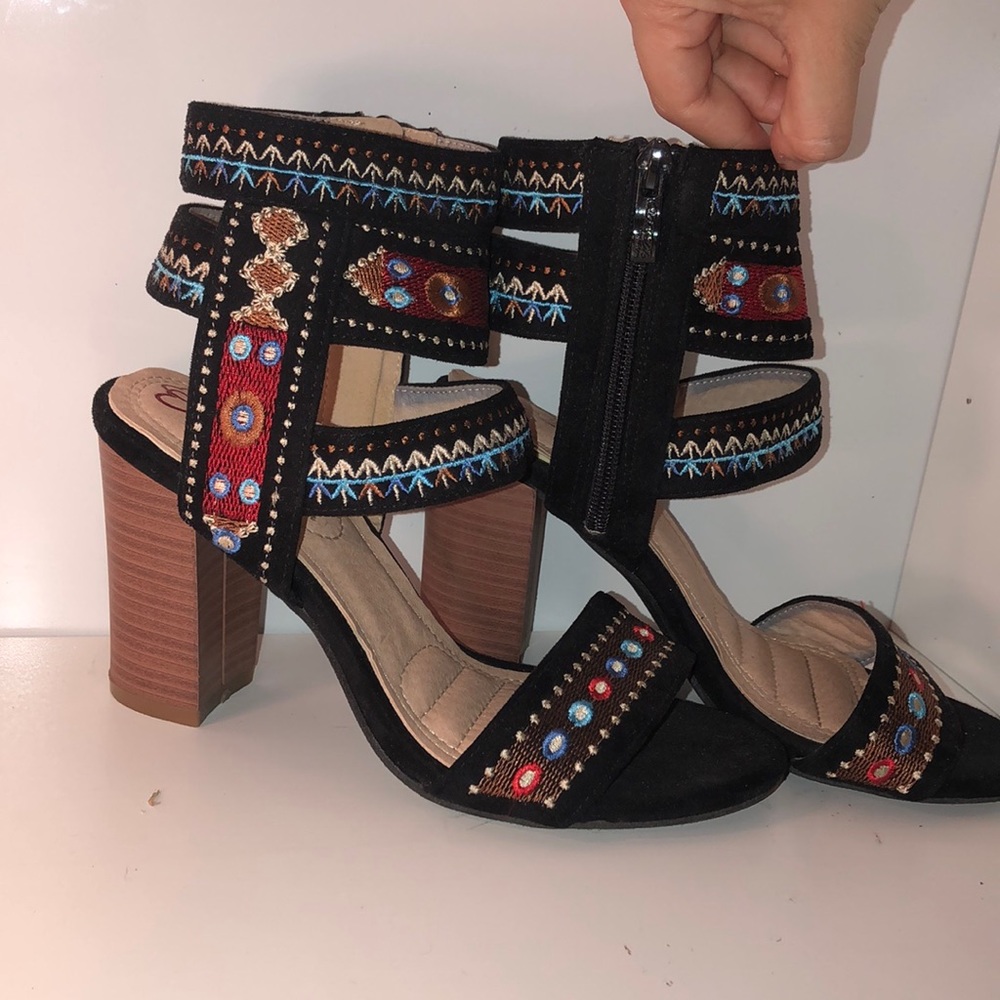 Black Stitched Heels w/ zipper (accepting offers)